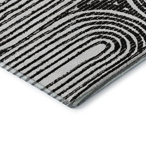 HomeRoots 8' X 10' Black And Ivory Geometric Washable Area Rug - Durable, Stylish, UV-Protected for Any Space 648224