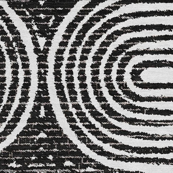 HomeRoots 8' X 10' Black And Ivory Geometric Washable Area Rug - Durable, Stylish, UV-Protected for Any Space 648224