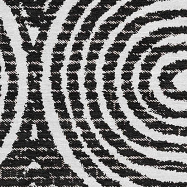 HomeRoots 9' X 12' Black And Ivory Geometric Washable Area Rug - Durable, UV-Protected, Modern Style Accent Piece 648225