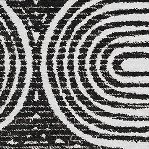 HomeRoots 9' X 12' Black And Ivory Geometric Washable Area Rug - Durable, UV-Protected, Modern Style Accent Piece 648225