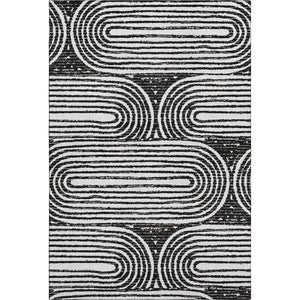 HomeRoots 10' X 14' Black and Ivory Geometric Area Rug - Stylish, Washable, UV-Protected, Pet-Friendly Design 648226