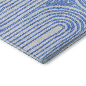 HomeRoots 5' X 8' Blue And Ivory Geometric Area Rug - Durable, Washable, UV Protected, Perfect for High-Traffic Spaces 648228