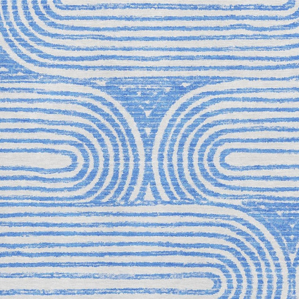 HomeRoots 5' X 8' Blue And Ivory Geometric Area Rug - Durable, Washable, UV Protected, Perfect for High-Traffic Spaces 648228