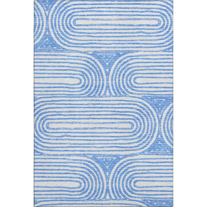 HomeRoots 8' X 10' Blue and Ivory Geometric Washable Area Rug – UV Protected, Stain Resistant, Durable Design 648230