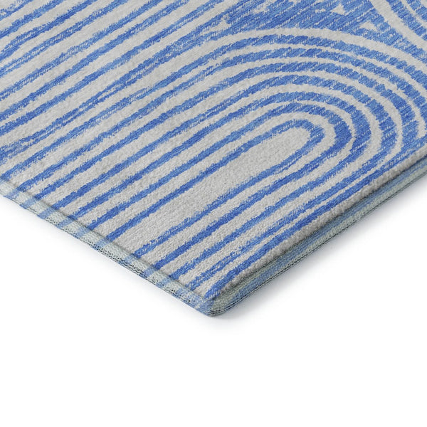 HomeRoots 8' X 10' Blue and Ivory Geometric Washable Area Rug – UV Protected, Stain Resistant, Durable Design 648230