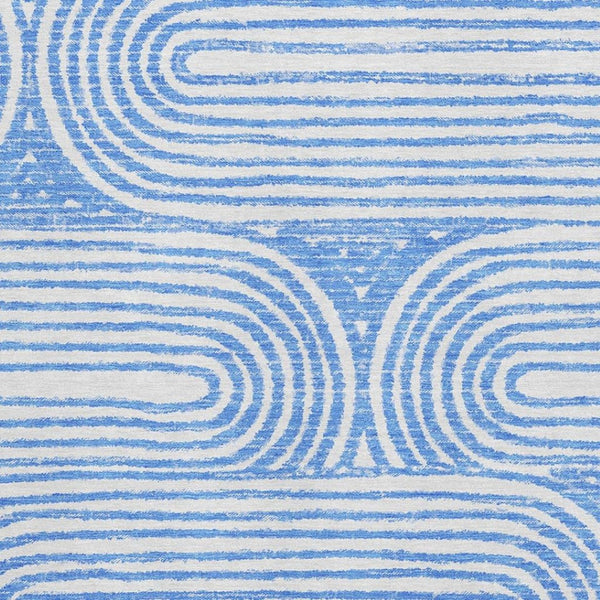 HomeRoots 9' X 12' Blue and Ivory Geometric Washable Area Rug – Stylish, Durable, UV-Protected for Busy Homes 648231