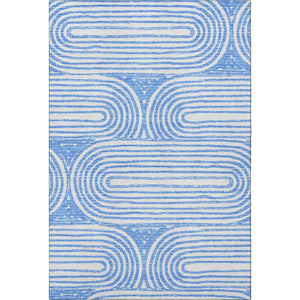 HomeRoots 9' X 12' Blue and Ivory Geometric Washable Area Rug – Stylish, Durable, UV-Protected for Busy Homes 648231