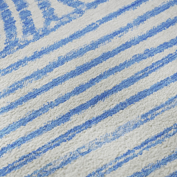 HomeRoots 10' Blue and Ivory Geometric Washable Area Rug - Durable, UV-Protected, Ideal for High-Traffic Spaces 648232