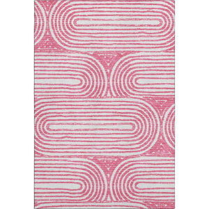 HomeRoots 5' X 8' Blush and Ivory Geometric Area Rug - Stylish, Washable, UV-Protected, Kid & Pet Friendly! 648234