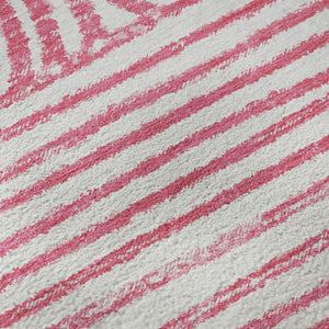 HomeRoots 8' Blush and Ivory Geometric Round Rug - Stylish, Washable, UV-Protected for Modern Homes and Patios 648235