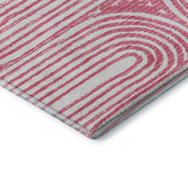 HomeRoots 8' X 10' Blush and Ivory Geometric Area Rug - Durable, Washable, UV-Protected for Modern Spaces 648236