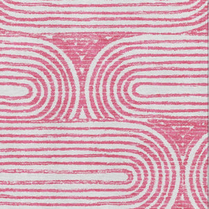 HomeRoots 8' X 10' Blush and Ivory Geometric Area Rug - Durable, Washable, UV-Protected for Modern Spaces 648236