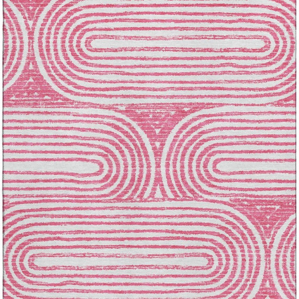 HomeRoots 8' X 10' Blush and Ivory Geometric Area Rug - Durable, Washable, UV-Protected for Modern Spaces 648236
