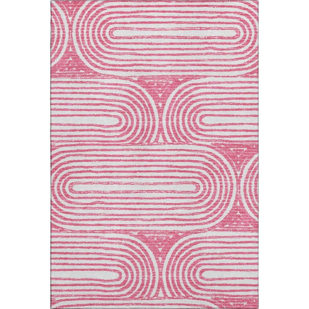 HomeRoots 9' X 12' Stylish Blush & Ivory Geometric Area Rug - Durable, Stain Resistant with UV Protection! 648237