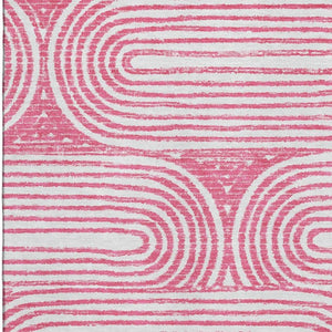 HomeRoots 10' X 14' Stylish Blush & Ivory Geometric Washable Area Rug with UV Protection for Busy Homes 648238