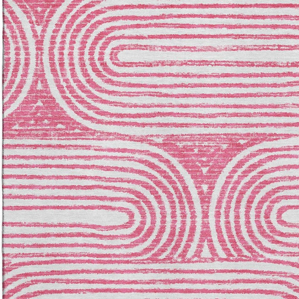 HomeRoots 10' X 14' Stylish Blush & Ivory Geometric Washable Area Rug with UV Protection for Busy Homes 648238