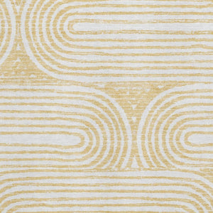HomeRoots 8' X 10' Gold and Ivory Geometric Area Rug – Washable, UV-Resistant, Perfect for Busy Family Spaces! 648242