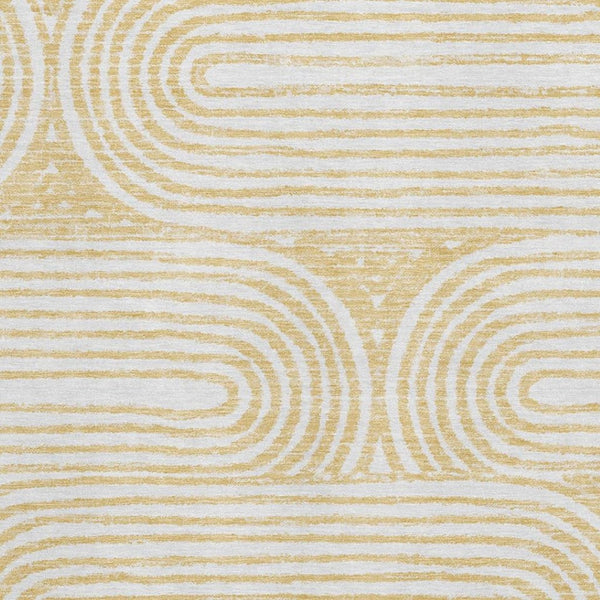 HomeRoots 8' X 10' Gold and Ivory Geometric Area Rug – Washable, UV-Resistant, Perfect for Busy Family Spaces! 648242