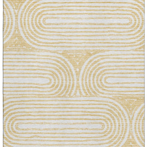 HomeRoots 8' X 10' Gold and Ivory Geometric Area Rug – Washable, UV-Resistant, Perfect for Busy Family Spaces! 648242