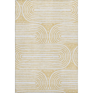 HomeRoots 10' Gold and Ivory Geometric Washable Area Rug - UV Protected, Stain Resistant, Perfect for Pets & Kids 648244