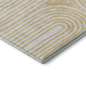 HomeRoots 10' Gold and Ivory Geometric Washable Area Rug - UV Protected, Stain Resistant, Perfect for Pets & Kids 648244