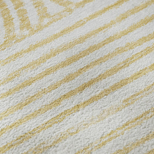 HomeRoots 10' Gold and Ivory Geometric Washable Area Rug - UV Protected, Stain Resistant, Perfect for Pets & Kids 648244