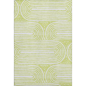 HomeRoots 5' X 8' Green and Ivory Geometric Washable Area Rug – Durable, Stylish, UV-Protected for Busy Homes 648246