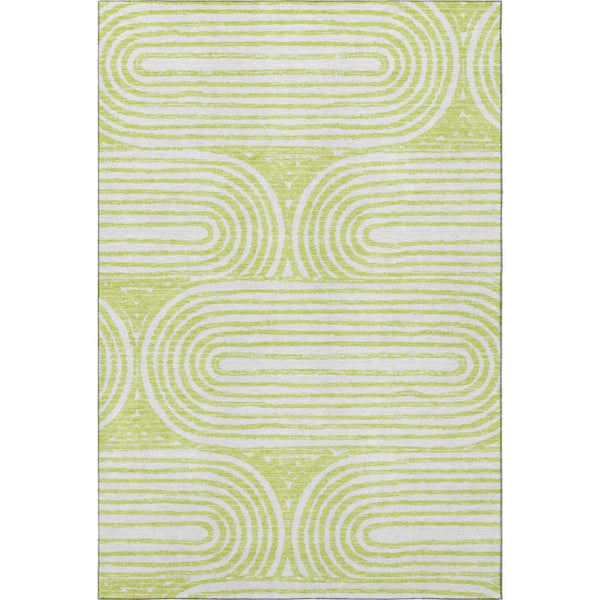 HomeRoots 5' X 8' Green and Ivory Geometric Washable Area Rug – Durable, Stylish, UV-Protected for Busy Homes 648246