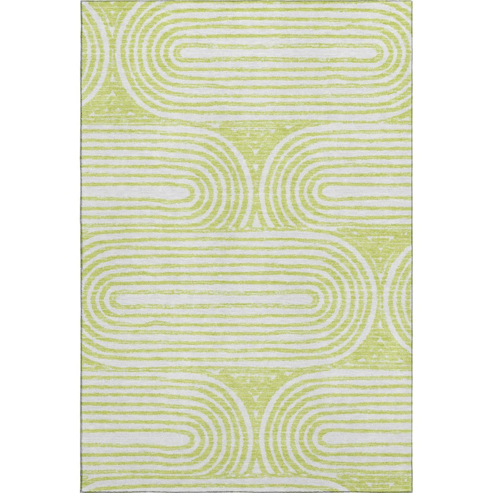 HomeRoots 8' X 10' Modern Green & Ivory Geometric Area Rug - Washable, UV Protected, Perfect for High-Traffic Spaces 648248