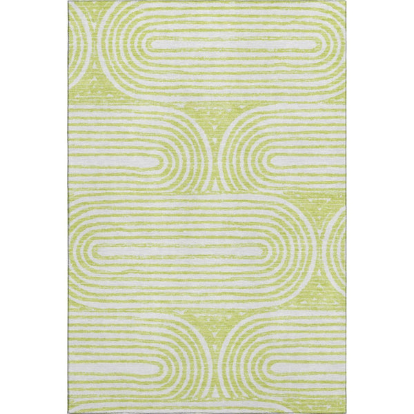 HomeRoots 8' X 10' Modern Green & Ivory Geometric Area Rug - Washable, UV Protected, Perfect for High-Traffic Spaces 648248
