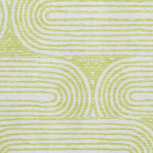 HomeRoots 9' X 12' Green Geometric Washable Area Rug with UV Protection, Perfect for High-Traffic Spaces! 648249