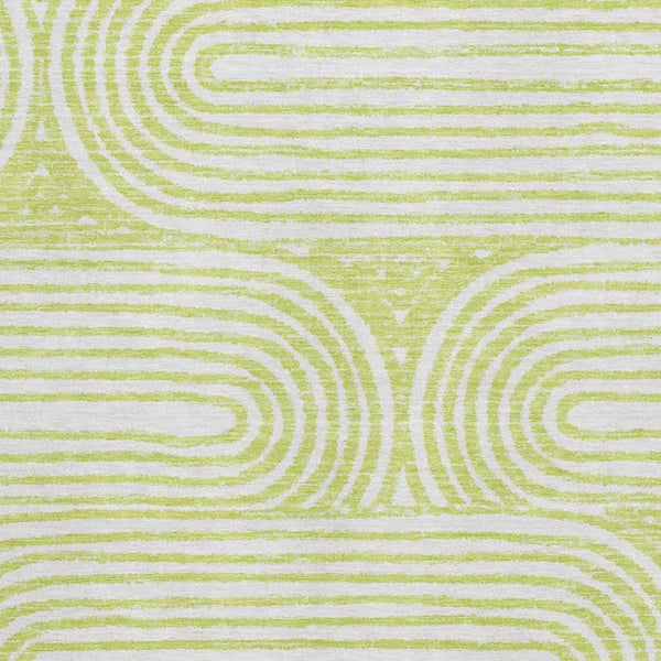 HomeRoots 9' X 12' Green Geometric Washable Area Rug with UV Protection, Perfect for High-Traffic Spaces! 648249