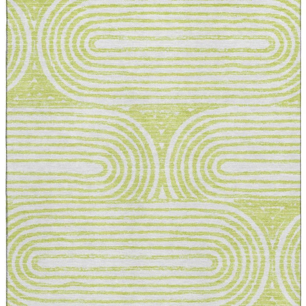 HomeRoots 9' X 12' Green Geometric Washable Area Rug with UV Protection, Perfect for High-Traffic Spaces! 648249
