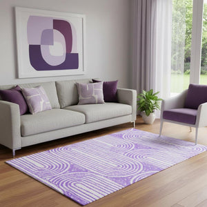 HomeRoots 5' X 8' Stylish Purple & Ivory Geometric Area Rug - Washable, Stain-Resistant, UV Protected Beauty! 648252