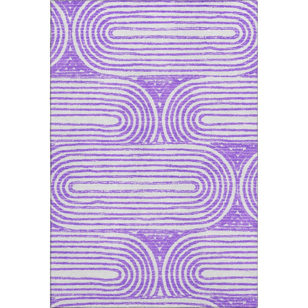 HomeRoots 5' X 8' Stylish Purple & Ivory Geometric Area Rug - Washable, Stain-Resistant, UV Protected Beauty! 648252