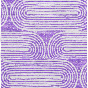 HomeRoots 5' X 8' Stylish Purple & Ivory Geometric Area Rug - Washable, Stain-Resistant, UV Protected Beauty! 648252