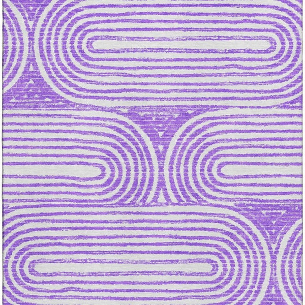 HomeRoots 5' X 8' Stylish Purple & Ivory Geometric Area Rug - Washable, Stain-Resistant, UV Protected Beauty! 648252