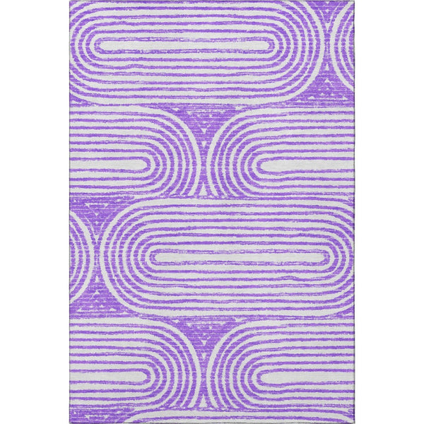 HomeRoots 5' X 8' Stylish Purple & Ivory Geometric Area Rug - Washable, Stain-Resistant, UV Protected Beauty! 648252