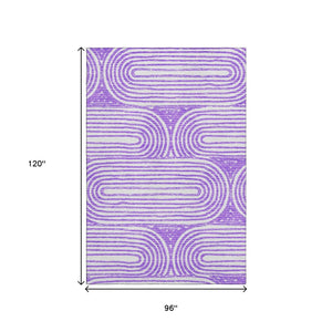 HomeRoots 8' X 10' Purple Geometric Area Rug - Washable, UV-Protected, Modern Design for Family Rooms & More 648254
