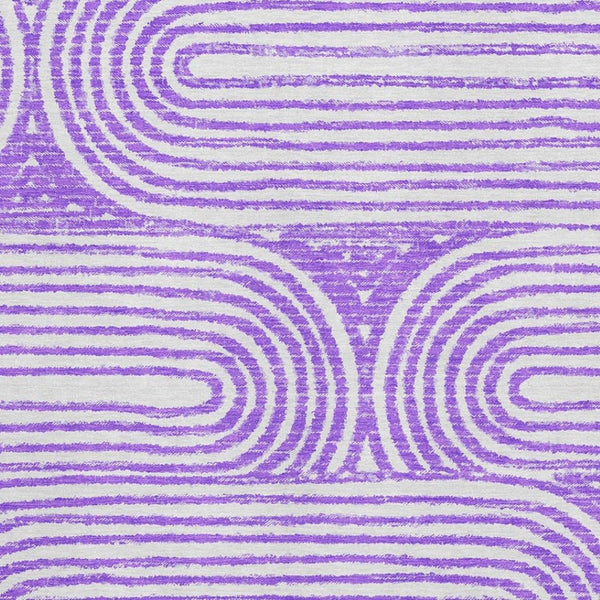HomeRoots 9' X 12' Purple and Ivory Geometric Area Rug - Washable, Stain-Resistant, UV Protected for Modern Spaces 648255