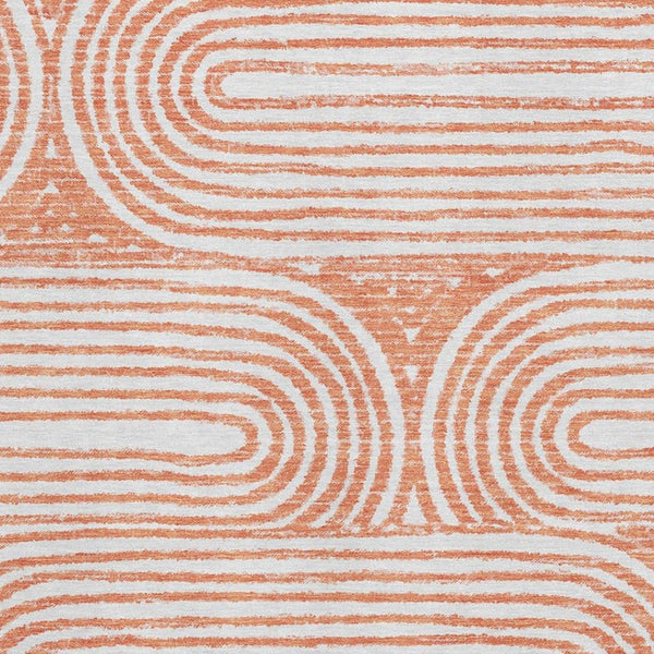 HomeRoots 5' X 8' Salmon and Ivory Geometric Area Rug - Washable, Stain Resistant, UV Protected for Busy Homes 648258