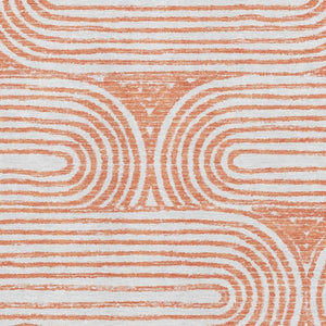 HomeRoots 8' x 10' Salmon & Ivory Geometric Washable Area Rug - Stain Resistant, UV Protected, Easy Care! 648260