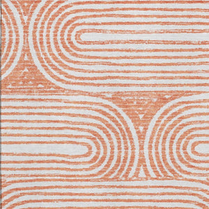 HomeRoots 9' X 12' Salmon and Ivory Geometric Area Rug - Washable, UV-Protected, Durable for Modern Living Spaces 648261