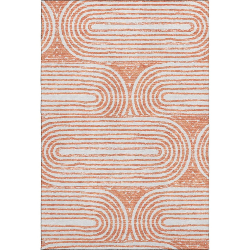 HomeRoots 10' X 14' Salmon & Ivory Geometric Area Rug – Stylish, Washable, Durable, UV-Protected for Homes 648262