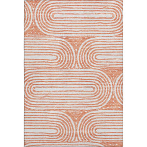 HomeRoots 10' X 14' Salmon & Ivory Geometric Area Rug – Stylish, Washable, Durable, UV-Protected for Homes 648262