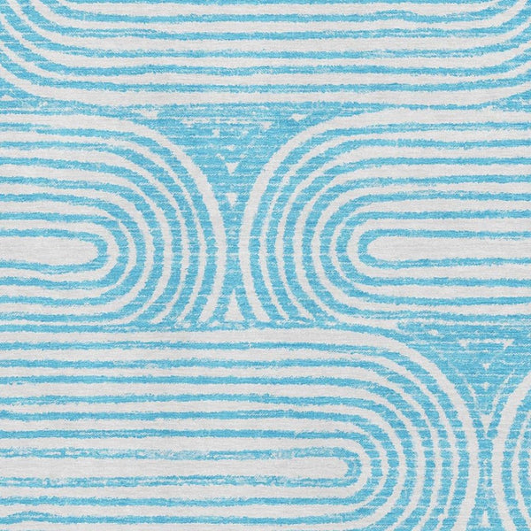 HomeRoots 5' X 8' Teal and Ivory Geometric Area Rug - Stylish, Washable, UV-Protected, Durable for High-Traffic Areas 648264