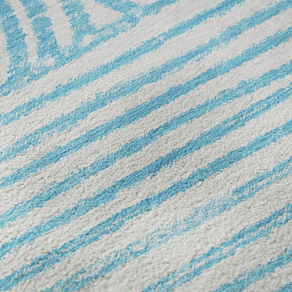 HomeRoots 10' Teal and Ivory Geometric Area Rug - Washable, UV Protected, Durable for Modern Living Spaces 648268