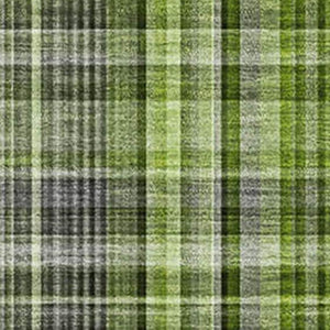 HomeRoots 5' X 8' Green Gray Ivory Plaid Washable Area Rug - Stylish, Durable, UV-Protected for Any Space! 648270