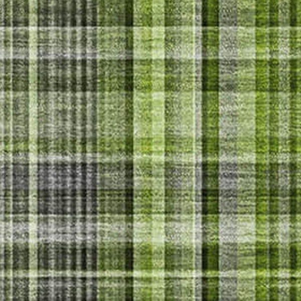 HomeRoots 5' X 8' Green Gray Ivory Plaid Washable Area Rug - Stylish, Durable, UV-Protected for Any Space! 648270