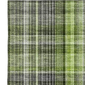 HomeRoots 8' X 10' Washable Plaid Area Rug in Green, Gray, Ivory – UV Protection, Perfect for Families & Pets 648272